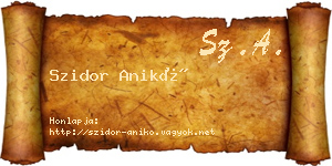 Szidor Anikó névjegykártya